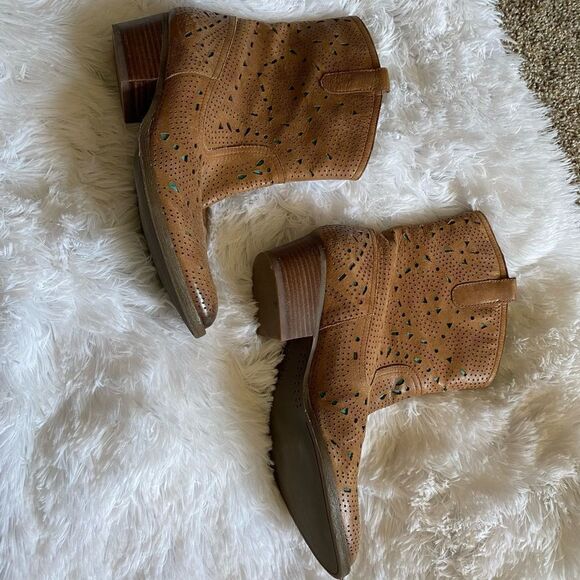 Reba Cowboy Boots Size 7 Leather Western Coastal Cowgirl Cutout Teal Underlay - Picture 3 of 12